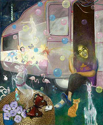 David Harrison, Miss Kitty in Paradise, oil on canvas, 75x91.5cm (30x36in), 2005